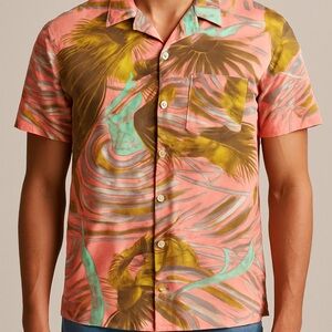 AllSaints Men’s Silk-Feel Printed Button-Up Shirt – Multicolor